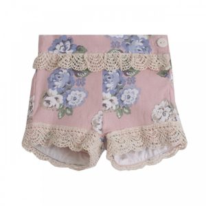 Pantalón corto para vestir detalle volantes de encaje-ALM-BGV98575