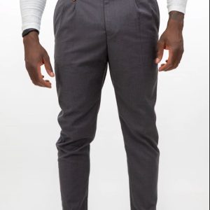 Yellow Skin – Pantalón de pinzas tobilleros gris oscuro